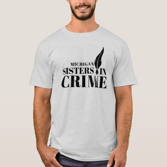 Sisters in Crime Gray T-Shirt (Front)