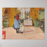 Sisters - Koket av Carl Larsson Poster<br><div class="desc">Sisters in the kitchen.  The youngest is wearing an old fashioned bonnet.  Original title "Koket av Carl Larsson Sisters 1898.  Vintage fine art by the Swedish artist Carl Larsson.</div>