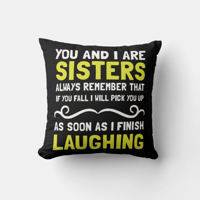 Sisters Laughing Throw Pillow (Front)