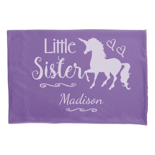 Sisters Little Sister Unicorn Pretty Purple Kids Pillowcase