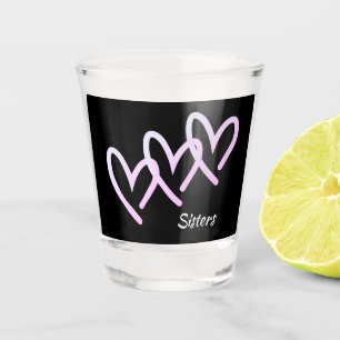 Sisters Love Black Heart Shot Glass