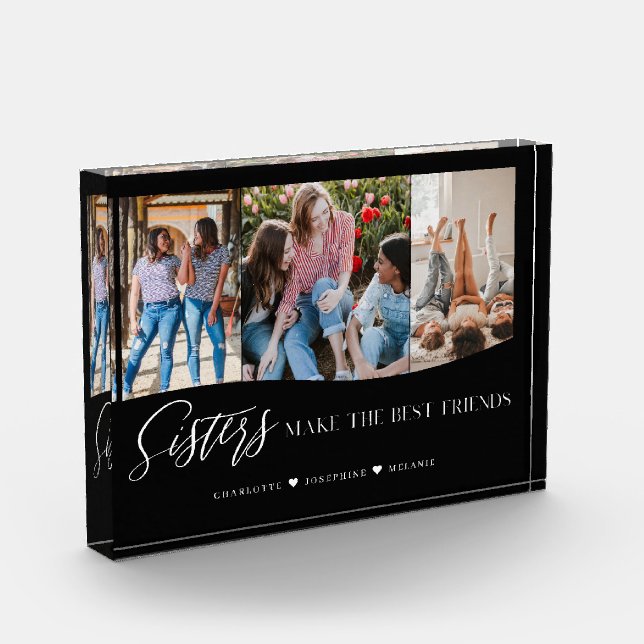 Sisters Make The Best Friends Photo Keepsake Black Block (Left)