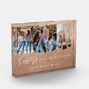 Sisters Make The Best Friends Photo Keepsake Gold Block