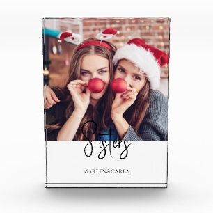 Sisters Modern Christmas Photo Block