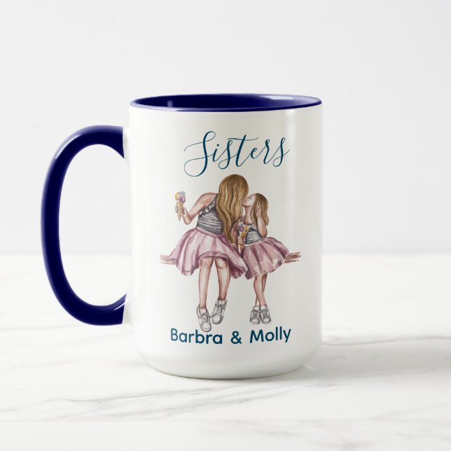 Sisters name Simple Modern Blue Customized  Mug (Left)