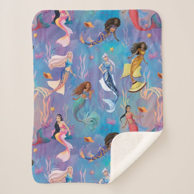 Sisters of the Sea Ocean Pattern Sherpa Blanket (Front)