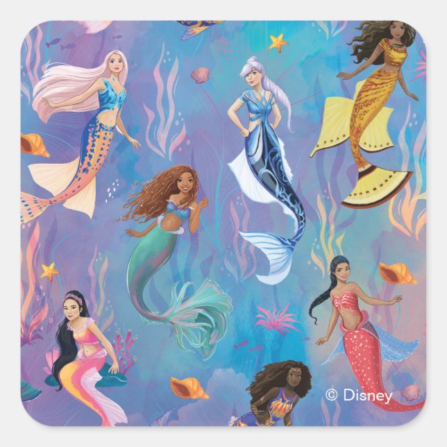 Sisters of the Sea Ocean Pattern Square Sticker (Front)