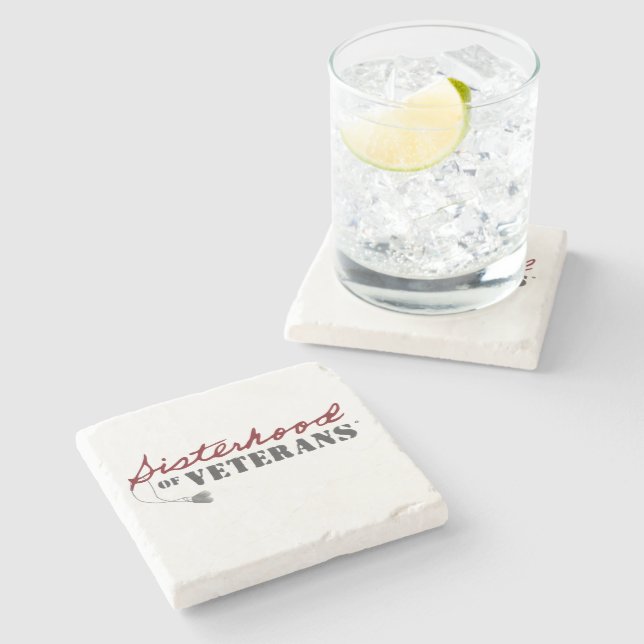Sisters of Veterans Military Pride Design Stone Coaster (Side)