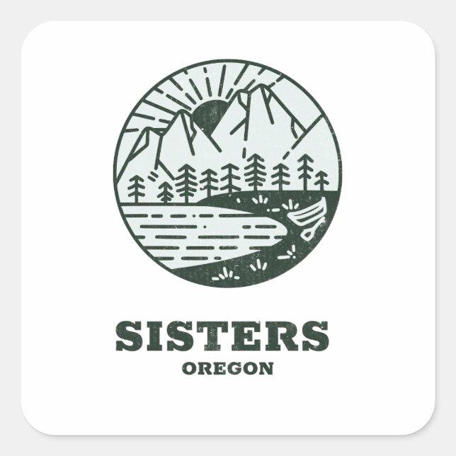 Sisters - Oregon Square Sticker (Front)