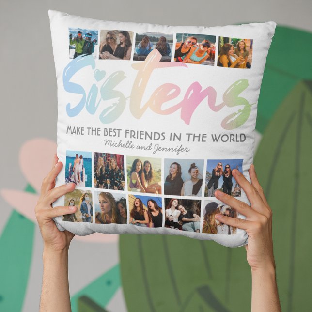 Sisters Pastel Rainbow 15 Photo Throw Pillow (Creator Uploaded)