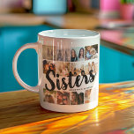 SISTERS, Photo Collage & Names Sibling Coffee Mug<br><div class="desc">Let your sister know how much they mean to you with this trendy 'Sisters' photo collage mug. Featuring 12 square photographs of your choice, which are easily downloaded from your phone or computer, the text 'SISTERS' in big modern lettering on a white background that can be changed to any color...</div>