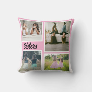 Sisters Photo Collage. The Best Kind of Therapy Throw Pillow