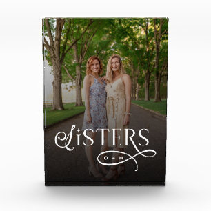 Sisters Photo Personalized Monogram Block