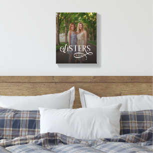 Sisters Photo Personalized Monogram Canvas Print