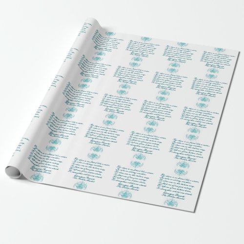 Sisters Poem by Christina Rosseti Blue Script Wrapping Paper