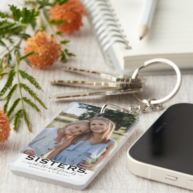 SISTERS Quote & 2 Photo Gift Keychain (Front Right)