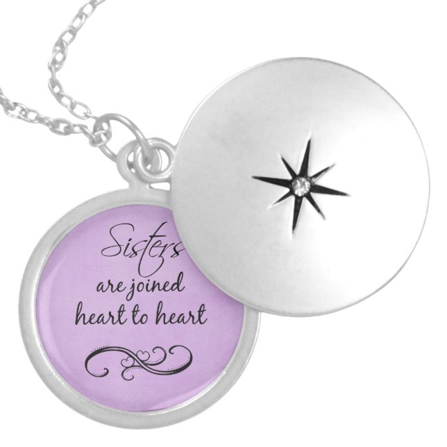 Sisters Quote Heart to Heart Locket Necklace (Front)