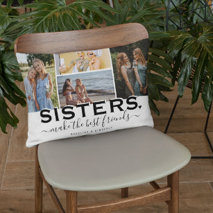 SISTERS Quote & Photo Collage Gift  Accent Pillow