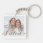 Sisters Script Family Memory Photo Grid Collage Keychain (Back)