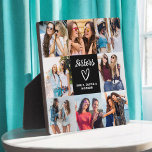 Sisters Script Gift For Friends Photo Collage Plaque<br><div class="desc">The Sisters Script Gift for Friends Photo Collage Plaque is a beautiful way to celebrate your cherished friendship. Featuring a stylish script design with the words “Sisters, ” this plaque allows you to upload your favorite photos together, creating a personalized and heartfelt keepsake. Perfect for birthdays, holidays, or just because,...</div>
