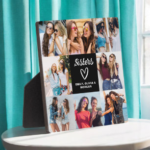 Sisters Script Gift For Friends Photo Collage Plaque