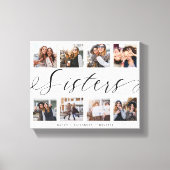 Sisters Script | Gift For Sisters Photo Collage Canvas Print (Front)