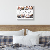 Sisters Script | Gift For Sisters Photo Collage Canvas Print (Insitu(Bedroom))