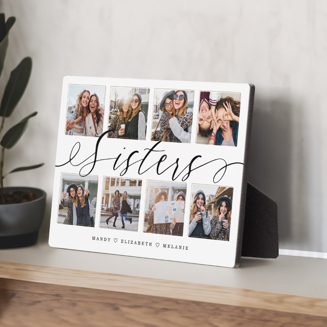 Sisters Script | Gift For Sisters Photo Collage Plaque (Sisters Script | Gift For Sisters Photo Collage Plaque)