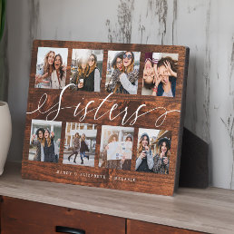 Sisters Script Gift For Sisters Photo Collage Wood Plaque