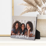 Sisters | Script Overlay Photo Plaque<br><div class="desc">Sweetly chic photo plaque features your favorite horizontal or landscape oriented photo with "sisters" as a white text overlay in hand lettered calligraphy script.</div>