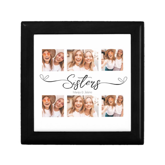 Sisters Script Photo Collage Gift For Sisters Gift Box (Front)