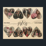 Sisters Script, Sisters Love Keepsake Gift Collage Wood Wall Art<br><div class="desc">This trendy, and elegant photo wood wall art featuring an elegant white background and 8 heart shaped photos will make a great sisterhood gift for your beloved sisters on their wedding, or as a gift for family, friends and best friends, grandparents, Valentine's Day, Mother's Day, anniversary, birthdays. The design also...</div>