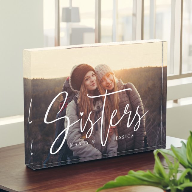 Sisters Script Typographic Overlay Family Memories Photo Block (Sisters Script Typographic Overlay Family Memories Photo Block)