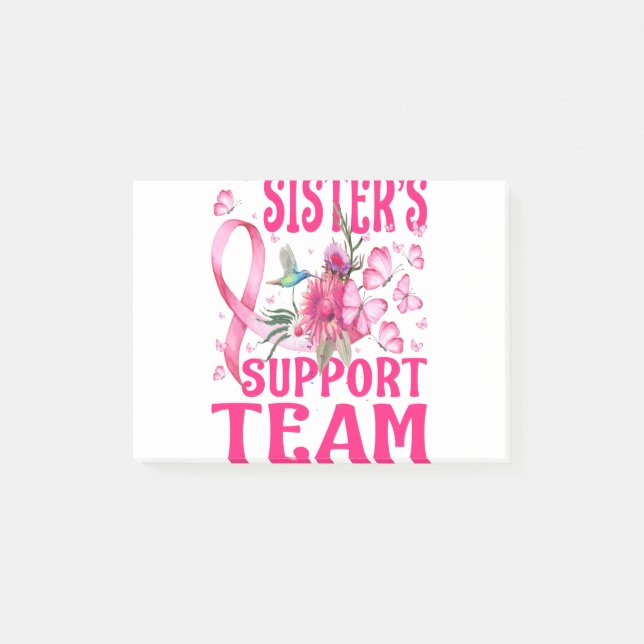 Sister's Support Team Hummingbird Breast Cancer Post-it Notes (Front)