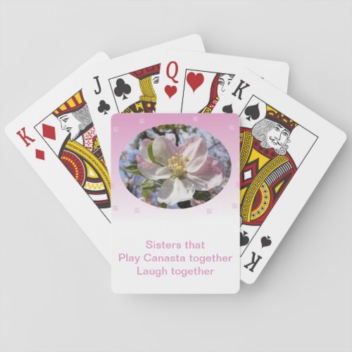 Sisters that Play Canasta Together Apple Blossom Playing Cards