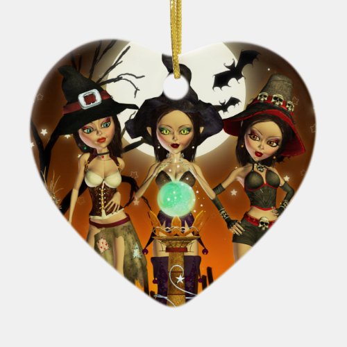 Sisters Three Enchanting Witch Heart Ornament