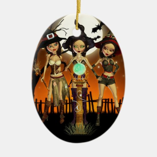 Sisters Three Enchanting Witch Oval Ornament