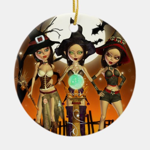 Sisters Three Enchanting Witch Round Ornament