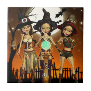 Sisters Three Witch Art Decorative Tile