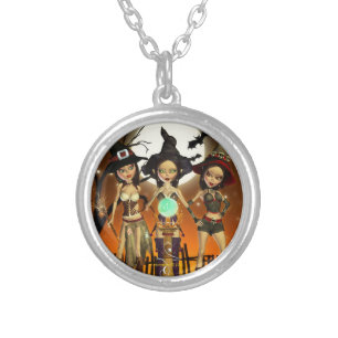 Sisters Three Witch Round Pendant Necklace