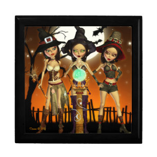 Sisters Three Witch Tile Jewelry Box Keepsake