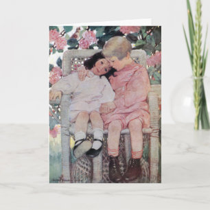 Sisters under Blossoms, Jessie Willcox Smith Card
