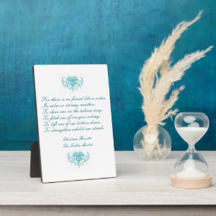 Sisters Vintage Poem by C. Rosetti in blue ink Plaque