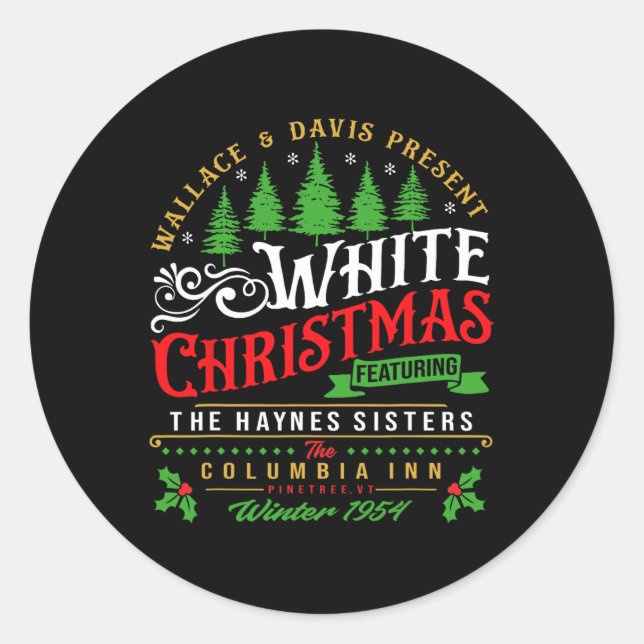 Sisters White Christmas Movie 1954 Pajamas Holiday Classic Round Sticker (Front)