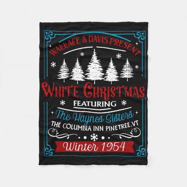 Sisters White Christmas Movie 1954 Pajamas Holiday Fleece Blanket (Front)