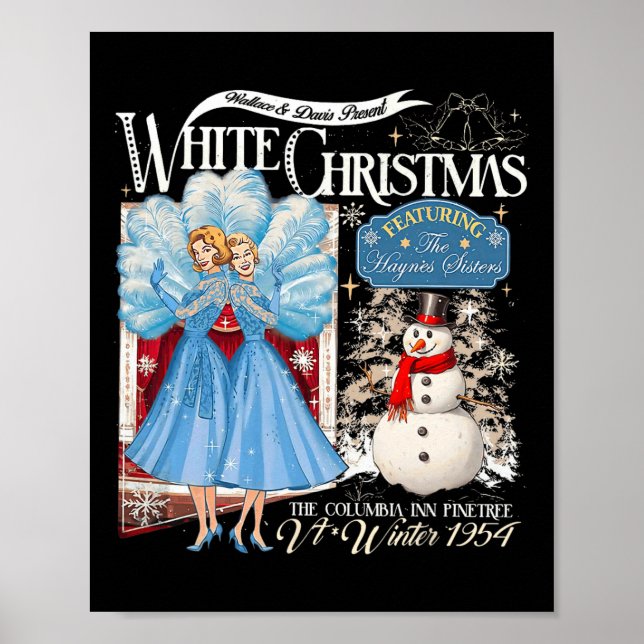 Sisters White Christmas Movie 1954 Pajamas Holiday Poster (Front)