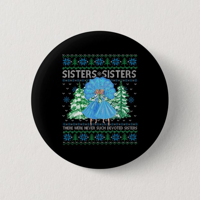 Sisters White Christmas Movie 1954 Xmas Snow Pajam Button (Front)