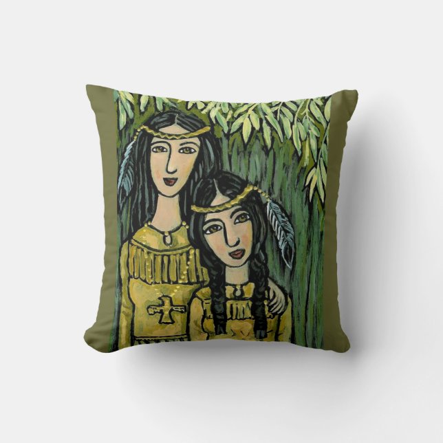 Sisters~ Willow and Sage Throw Pillow (Front)