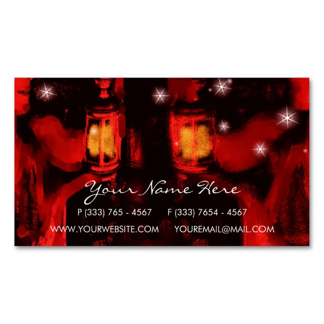 sisters with lamp business card magnet (Front)