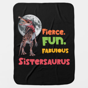 Sistersaurus Matching Sisters Dino Squad Design Baby Blanket